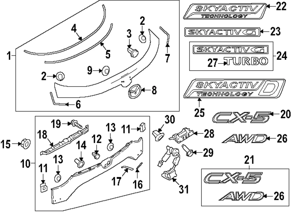 Lower Molding - Mazda (KB8A-50-850C-2M)