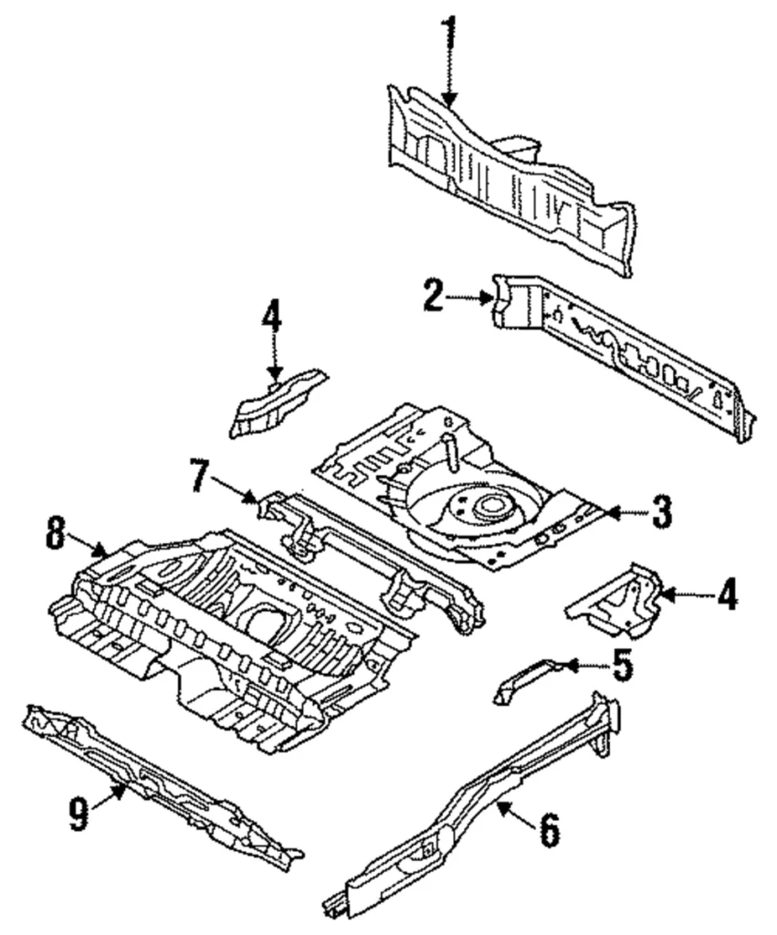 Rear Floor Pan Reinforcement - Mazda (B455-54-715A)